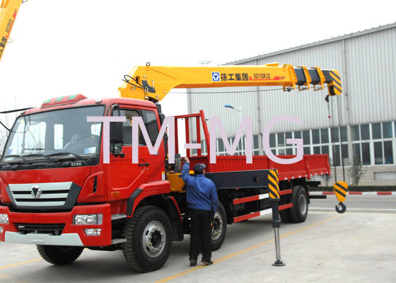 Transportasi Tahan Lama 12 Ton Cargo Crane Truck, Telescopic Boom Truck Mounted Crane